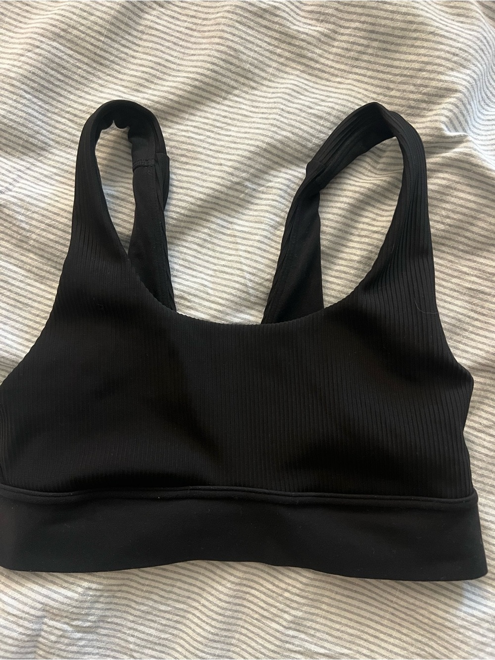 Athleta Black Ribbed Sports Bra